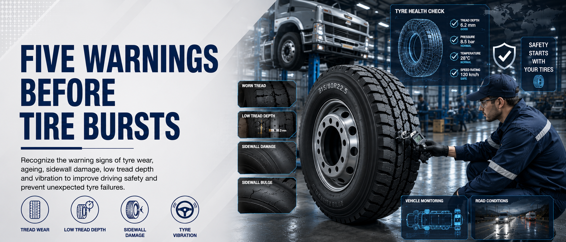 Five warnings before tire bursts