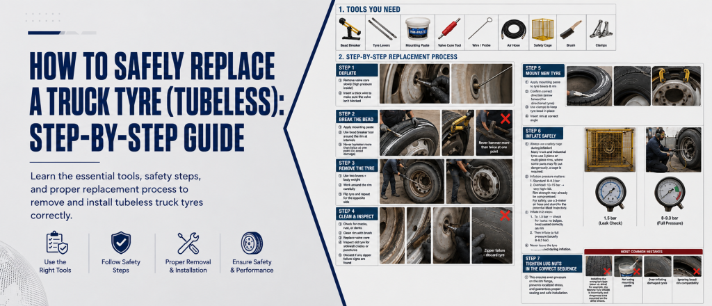 HOW TO SAFELY REPLACE A TRUCK TYRE（TUBELESS） Step-by-Step Guide