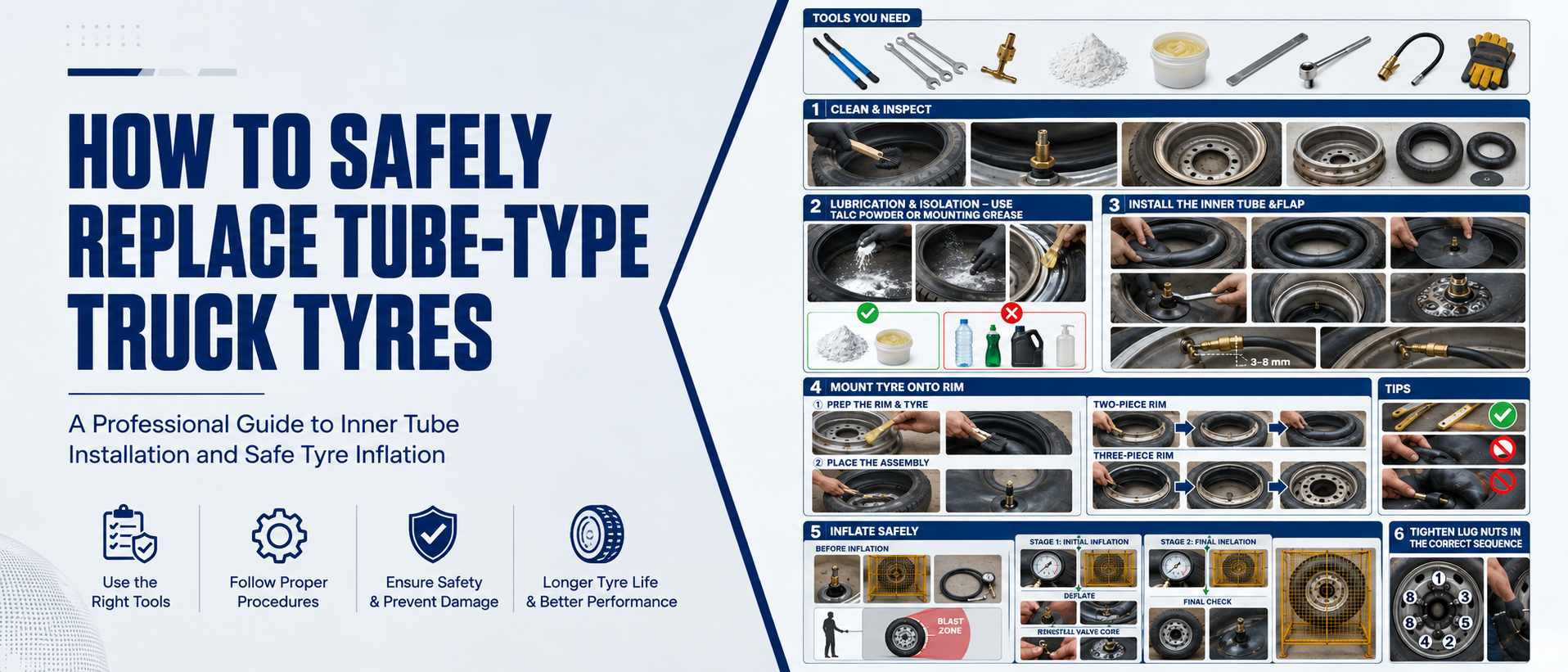 HOW TO SAFELY REPLACE TUBE-TYPE TRUCK TYRES